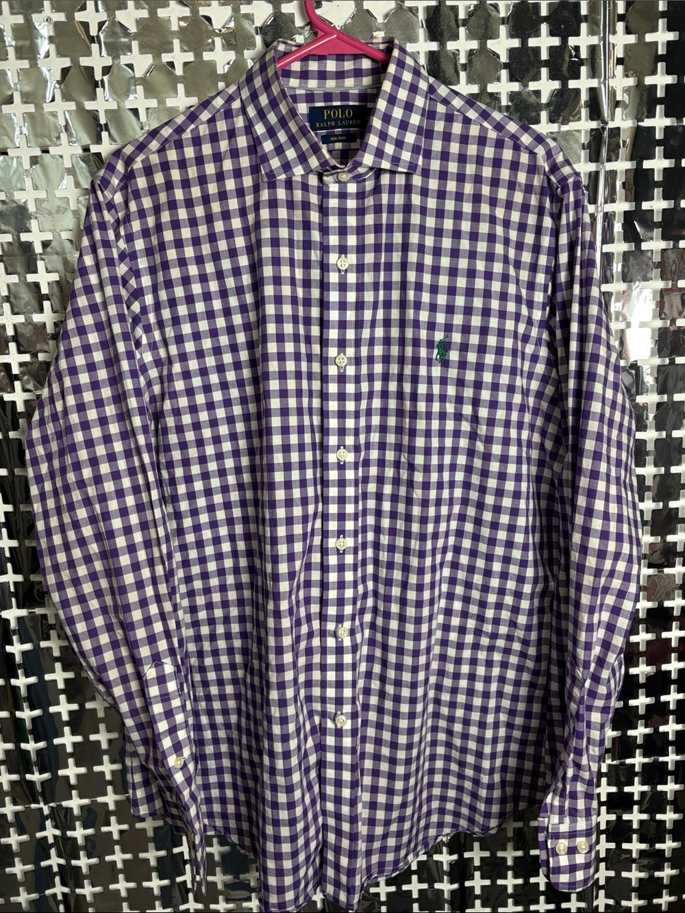 Polo by Ralph Lauren Purple and White Gingham Button-Down Shirt